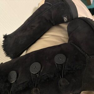 UGG Black Boots with Button Accents